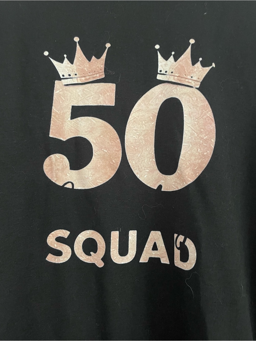 50 Squad Short Sleeve Tee in Black with Pink Metallic Print